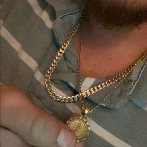 2 14 kt gold chains and gold ring